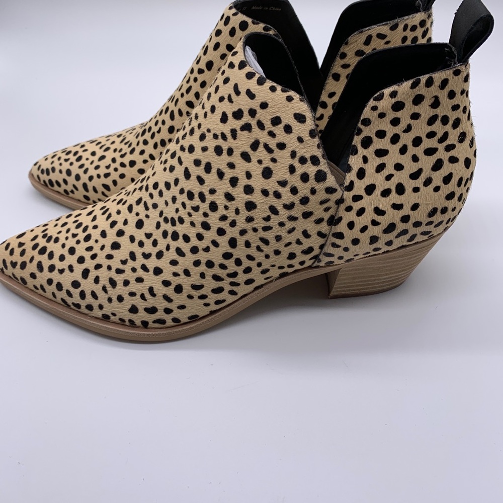 Dolce Vita Sonni Calf Leopard  Cowhide Booties, Size 11